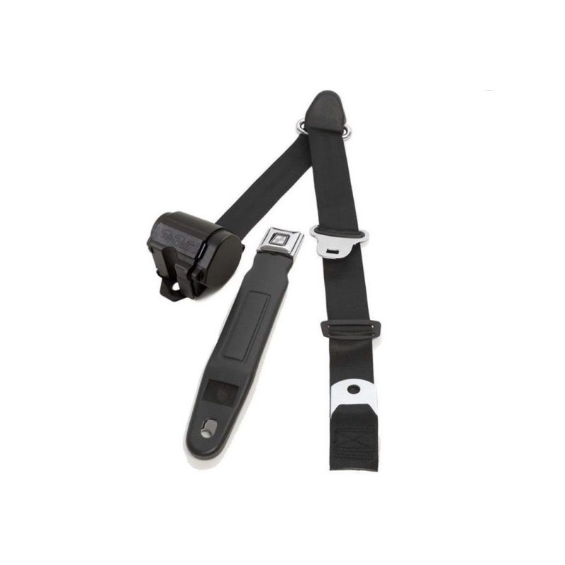 FORD MUSTANG 1965-1973 COUPE ET FASTBACK CEINTURE DE SECURITE 3 points NOIR AVEC BOUTON POUSSOIR VINTAGE 3 UNIVERSEL GAUCHE OU D