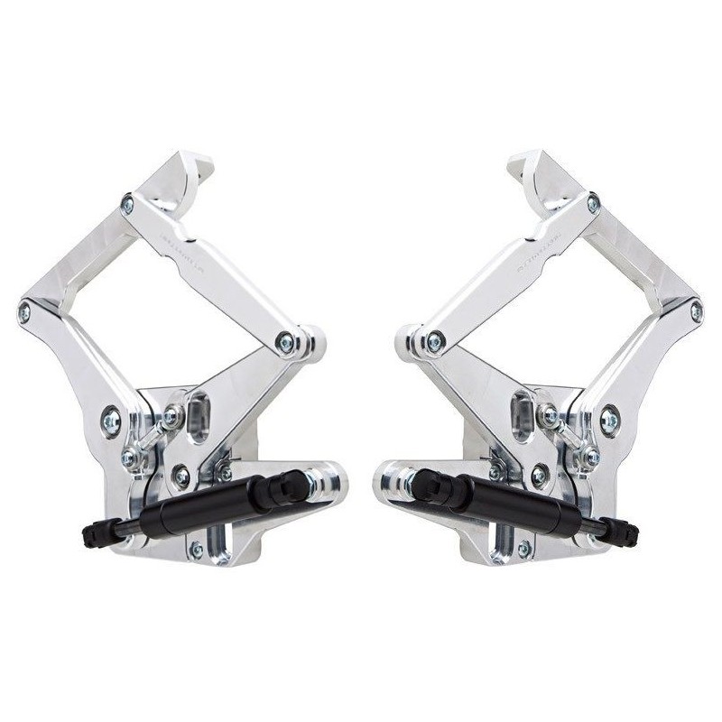 FORD MUSTANG 1964-1966 PAIRE DE COMPAS CHARNIERE DE CAPOT TAILLÉ MASSE ALUMINIUM SOLID FRAME 6061-T6 AVEC VÉRIN POUR CAPOT ACIER