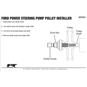 FORD MUSTANG 1965-1973 OUTIL D'INSTALLATION DE POULIE DE POMPE DE DIRECTION ASSISTEE power steering pump pulley installer W87021