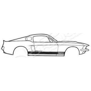 FORD MUSTANG 1967-1968 BANDE NOIR Shelby gt500 / eleanor stripe kit black SCOTT DRAKE S7MS-16224-A