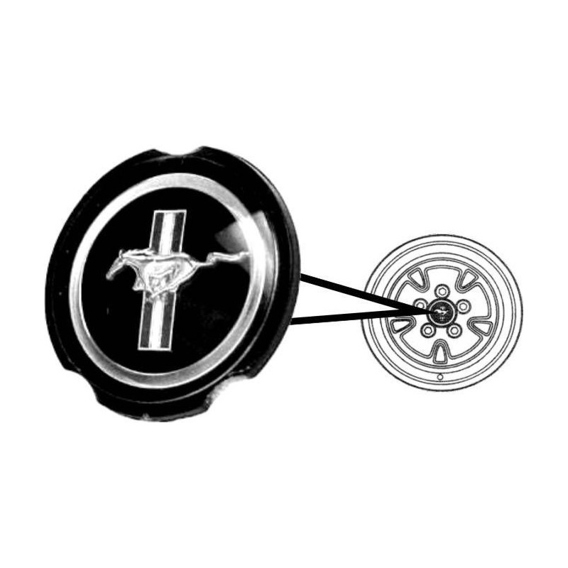 FORD MUSTANG 1970-1973 EMBLEME CAPUCHON DE MOYEU simulated hub cap emblem DANIEL CARPENTER D0ZZ-1130-E (vendu a l'unité)