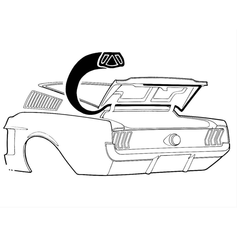 FORD MUSTANG 1967-1968 FASTBACK JOINT DE COFFRE Trunk seal DANIEL CARPENTER C7ZZ-6343720