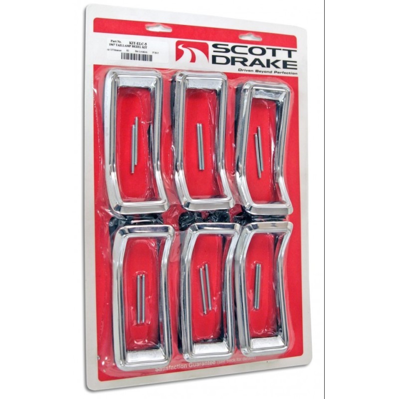 FORD MUSTANG 1967 CHROME DE FEUX ARRIERES Tail light bezel kit SCOTT DRAKE KIT-ELC-5