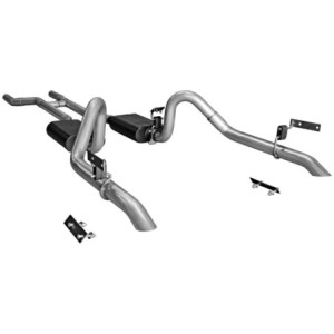 63.5mm (2.5 pouces) FORD MUSTANG 1967-1970 V8 LIGNE D ECHAPPEMENT ACIER INOXYDABLE DOUBLE SORTIES ARRIERE COUDE 2.5 POUCES + FIX
