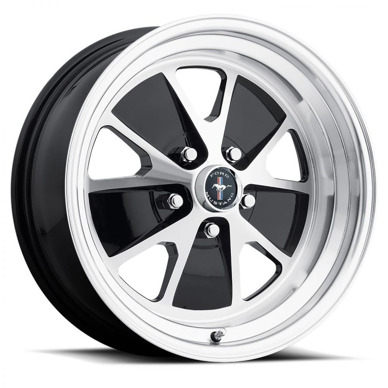FORD MUSTANG 1964-1973 V8 JANTE ALUMINIUM ET NOIR LEGENDARY 17x8 Styled Alloy Wheel Gloss Black / Machined (entraxe 114.3 x 5 go