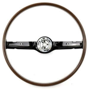 FORD MUSTANG 1968-1969 VOLANT 2 BRANCHES DELUXE GRAIN DE BOIS ET NOIR Steering Wheel 2-Spoke Deluxe Woodgrain Black ACP FM-ES008