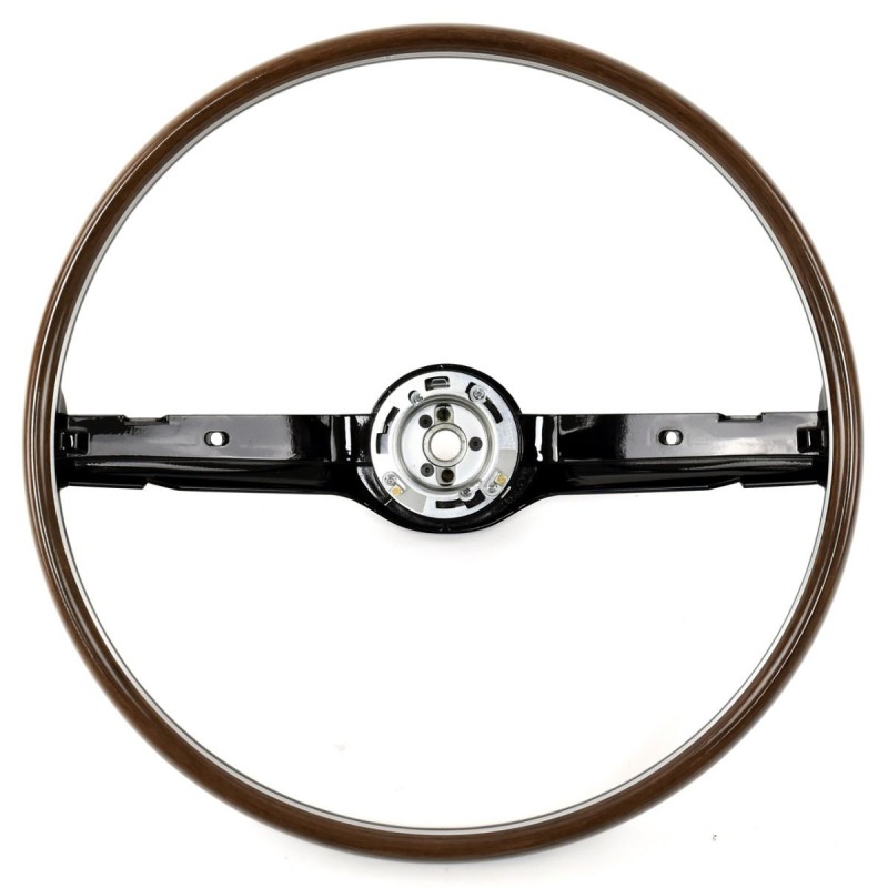 FORD MUSTANG 1968-1969 VOLANT 2 BRANCHES DELUXE GRAIN DE BOIS ET NOIR Steering Wheel 2-Spoke Deluxe Woodgrain Black ACP FM-ES008