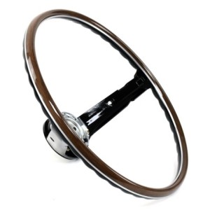FORD MUSTANG 1968-1969 VOLANT 2 BRANCHES DELUXE GRAIN DE BOIS ET NOIR Steering Wheel 2-Spoke Deluxe Woodgrain Black ACP FM-ES008