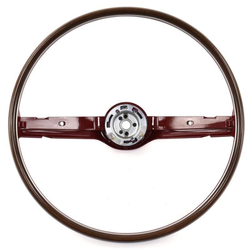 FORD MUSTANG 1968-1969 VOLANT 2 BRANCHES DELUXE GRAIN DE BOIS ET ROUGE Steering Wheel 2-Spoke Deluxe Woodgrain Red ACP FM-ES008F