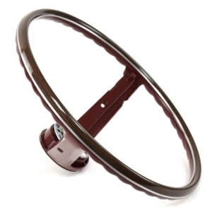 FORD MUSTANG 1968-1969 VOLANT 2 BRANCHES DELUXE GRAIN DE BOIS ET ROUGE Steering Wheel 2-Spoke Deluxe Woodgrain Red ACP FM-ES008F