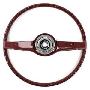 FORD MUSTANG 1968-1969 VOLANT 2 BRANCHES DELUXE GRAIN DE BOIS ET ROUGE Steering Wheel 2-Spoke Deluxe Woodgrain Red ACP FM-ES008F