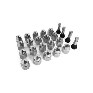 FORD MUSTANG 1964-1973 KIT ECROUS QUALITE CONCOURS ACIER + VALVES DE ROUE CHROME POUR JANTES ORIGINE / REV / AMERICAN RACING etc