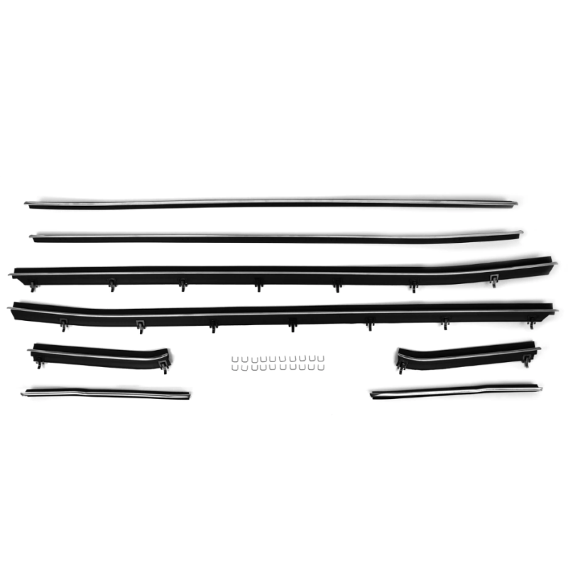 FORD MUSTANG 1971-1973 GRANDE COUPE KIT DE JOINTS LECHE VITRE 8 PIECES window channel strip set ACP FM-BW043C D1ZZ-6529732/33-B