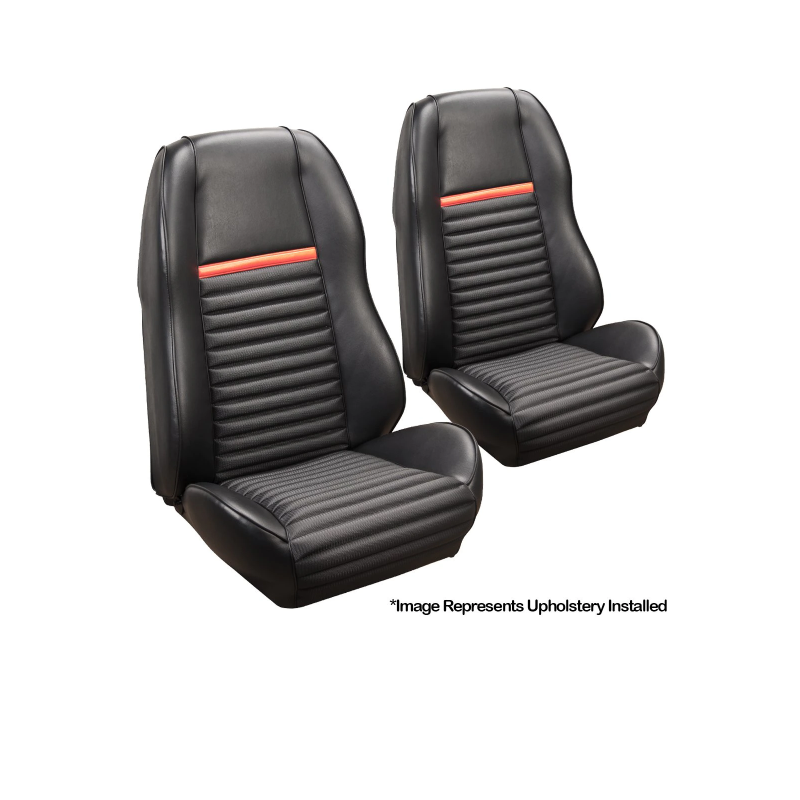 FORD MUSTANG 1969-1970 COUVRE SIEGES SPORT LISERET GRIS Mach1 Sport II Seat Upholstery with Hi-back Bucket Seats TMI 43-70909-37