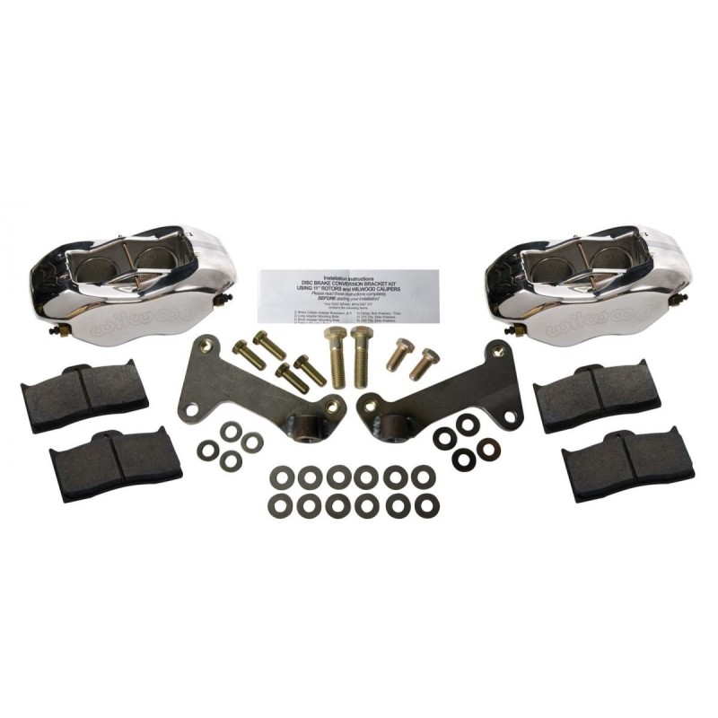 KIT CONVERSION ETRIERS 4 PISTONS WILWOOD ALU POLI POUR DISQUES 11 POUCES Mustang II Caliper Conversion Kits for 11 In. Rotors HE