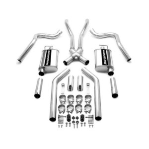 63.5mm (2.5 pouces) FORD MUSTANG 1967-1970 V8 LIGNE D ECHAPPEMENT ACIER INOXYDABLE DOUBLE SORTIES ARRIERE COUDE 2.5 POUCES + FIX