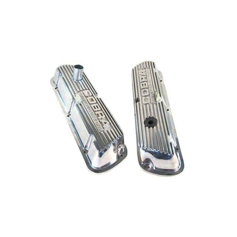 FORD MUSTANG 1965-1973 V8 260 289 302 351W SHELBY PAIRE DE CACHE CULBUTEURS POLI ALUMINIUM LETTRAGE COBRA valve covers solid let