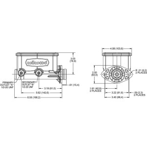 MAITRE CYLINDRE COMPACT ALUMINIUM NOIR DOUBLE CIRCUIT HIGH VOLUME Aluminum Tandem Master Cylinders black WILWOOD 260-14959-BK