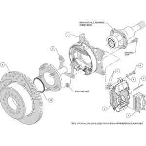 FORD MUSTANG 1965-1973 KIT DE CONVERSION FREINAGE A DISQUES ARRIERE RACING RAINURES PERCES POUR PONT 8 OU 9 POUCES SMALL FORD 3