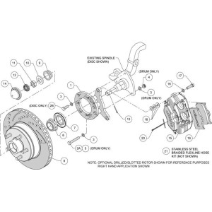 FORD MUSTANG 1970-1973 V8 CONVERSION DE TAMBOURS A KIT FREINS A DISQUES AVANT COMPLET (jante 14x6 minimum) BOITE AUTOMATIQUE OU