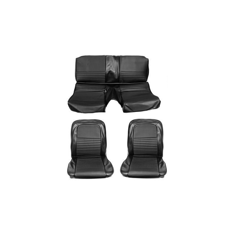FORD MUSTANG 1967 COUPE COUVRE SIEGE SET COMPLET DELUXE OU SHELBY CONFORTABLE NOIR comfort weave full black TMI 43-70827-958-801