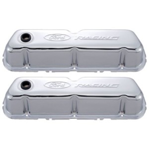 FORD MUSTANG 1964-1973 V8 221 255 260 289 302 351W PAIRE DE CACHE CULBUTEURS EN ACIER CHROME Parts Stamped Steel Valve Covers FO
