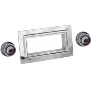 FORD MUSTANG 1967-1968 KIT CADRE CHROME ET BOUTONS DE RADIO (uniquement Retrosound) radio knob set RETROSOUND 126-08-77