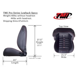 LOT DE DEUX PAIRE DE SIEGES TMI Sport R Pro-Series Low Back Seats 47-7061-6525-99-GS