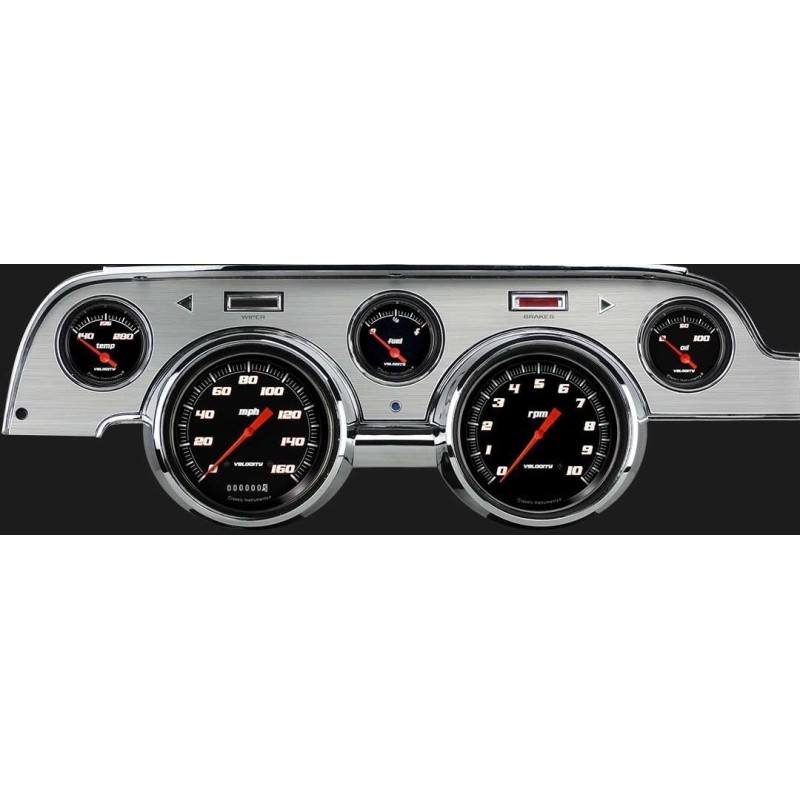 FORD MUSTANG 1967-1968 COMPTEUR ALUMINIUM FOND NOIR Velocity black Gauge Series Package Sets Gauge Sets CLASSIC INSTRUMENTS MU67