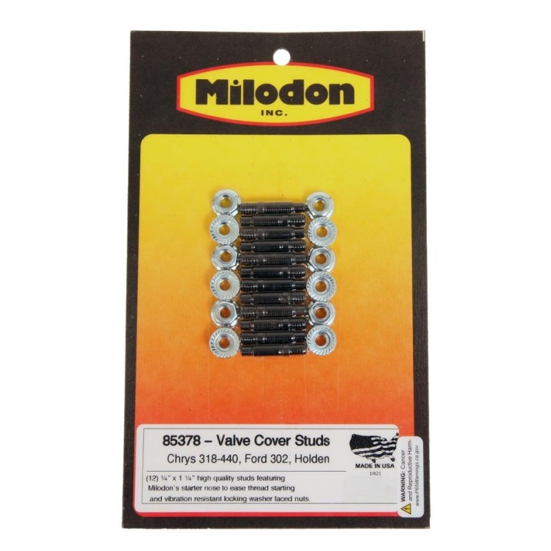 FORD MUSTANG 1964-1973 KIT DE GOUJONS ACIER CACHE CULBUTEURS ECROUS HEXAGONAUX Milodon Valve Cover Stud Kits 85378