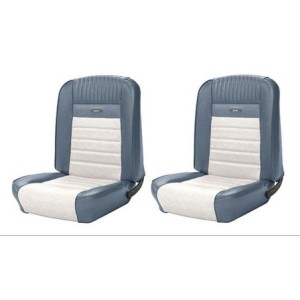 FORD MUSTANG 1965-1966 DELUXE COUVRE SIEGE AVANT PONY BLEU BLANC TMI Deluxe Pony Seat Upholstery 43-70105-2287-2290 LA PAIRE