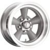 FORD MUSTANG 1964-1973 V8 JANTE 15x7 ALUMINIUM TORQ THRUST D GRISE BORD POLI (entraxe 114.3 x 5 goujons) back space 3.76 déport