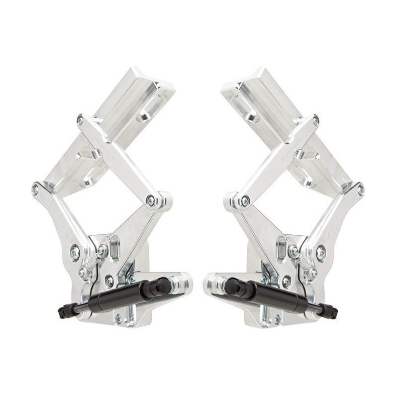 FORD MUSTANG 1967-1968 PAIRE DE COMPAS CHARNIERE DE CAPOT TAILLÉ MASSE ALUMINIUM SOLID FRAME 6061-T6 AVEC VÉRIN POUR CAPOT ACIER