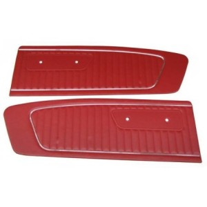 FORD MUSTANG 1965 PAIRE DE PANNEAUX DE PORTE STANDARD EN VINYLE ROUGE TMI Standard Door Panels 10-70805-957