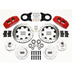 FORD MUSTANG 1965-1969 V8 KIT ETRIERS 6 PISTONS ROUGE MANUELLE OU AUTOMATIQUE RAINURE PERCE Forged DynaPro 6 Big Brake Front Dis