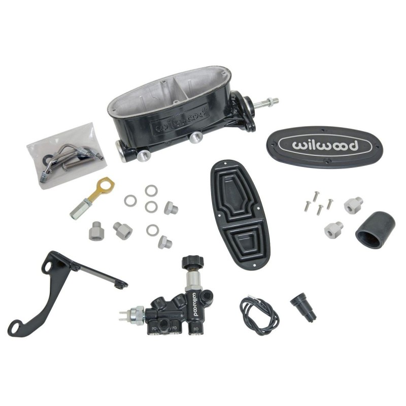 FORD MUSTANG 1965-1972 KIT MAITRE CYLINDRE WILWOOD DOUBLE BOL SANS ASSISTANCE COMPACT ALUMINIUM NOIR Wilwood Aluminum Master Cyl
