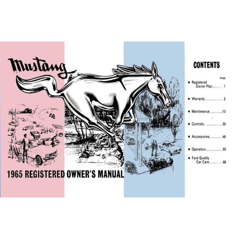 FORD MUSTANG 1965 MANUEL D UTILISATEUR DE BOITE A GANTS Bishko Factory OEM Owner's Manuals and User Guides 3873