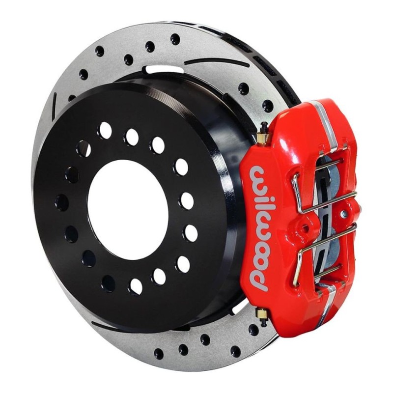 FORD MUSTANG 1964-1973 KIT DE FREINS A DISQUE ARRIÈRE PERCES ET RAINURES 11 ÉTRIERS ROUGE A 4 PISTONS Wilwood Forged DynaPro Low