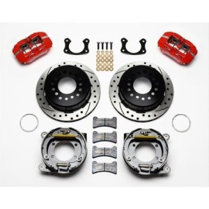 FORD MUSTANG 1964-1973 KIT DE FREINS A DISQUE ARRIÈRE PERCES ET RAINURES 11 ÉTRIERS ROUGE A 4 PISTONS Wilwood Forged DynaPro Low