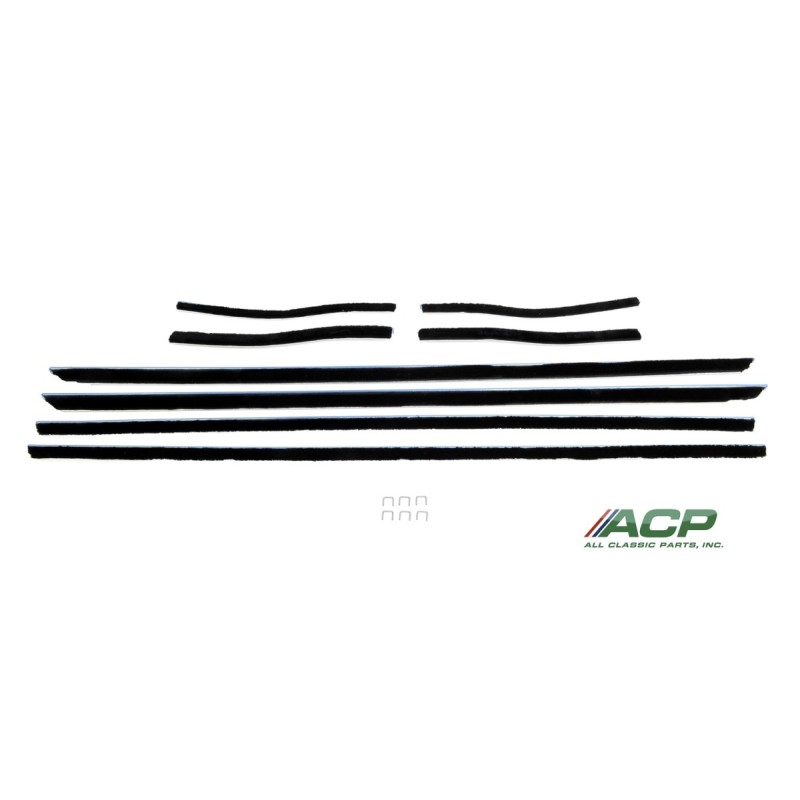 FORD MUSTANG 1967-1968 CABRIOLET KIT DE JOINTS LECHE VITRE Convertible window channel strip set 8 PIECES SCOTT DRAKE C7ZZ-762145