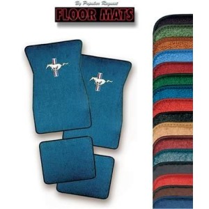 FORD MUSTANG 1964-1973 COUPE FASTBACK CABRIOLET KIT SET DE TAPIS DE SOL bordeaux AVEC LOGO PONEY ARGENTE Custom full size carpet