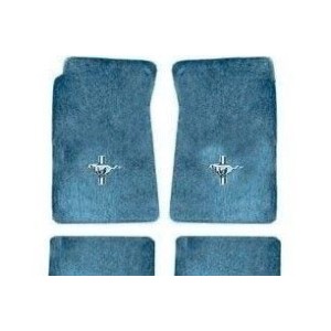 FORD MUSTANG 1964-1973 COUPE FASTBACK KIT SET DE TAPIS DE SOL noir AVEC LOGO PONEY ARGENTE Custom full size carpet floor black A