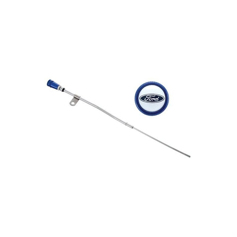 FORD MUSTANG 1964-1973 V8 289 302 351W JAUGE D HUILE BLEU TUBE CHROME Ford Performance Parts Engine Oil Dipsticks and Tubes 302