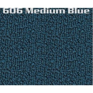 FORD MUSTANG 1965-1968 FASTBACK KIT COMPLET DE MOQUETTE AVANT + ARRIERE BLEU MOYEN AVEC TROU LEVIER DE VITESSE Molded carpet kit