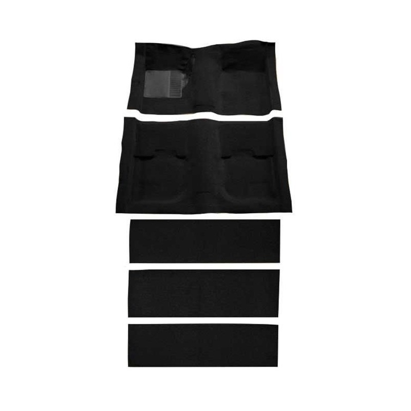 FORD MUSTANG 1969-1970 SPORTSROOF FASTBACK KIT MOQUETTE DE SOL AVANT + ARRIERE + MOQUETTE DE BANQUETTE RABATTABLE NOIR EN NYLON