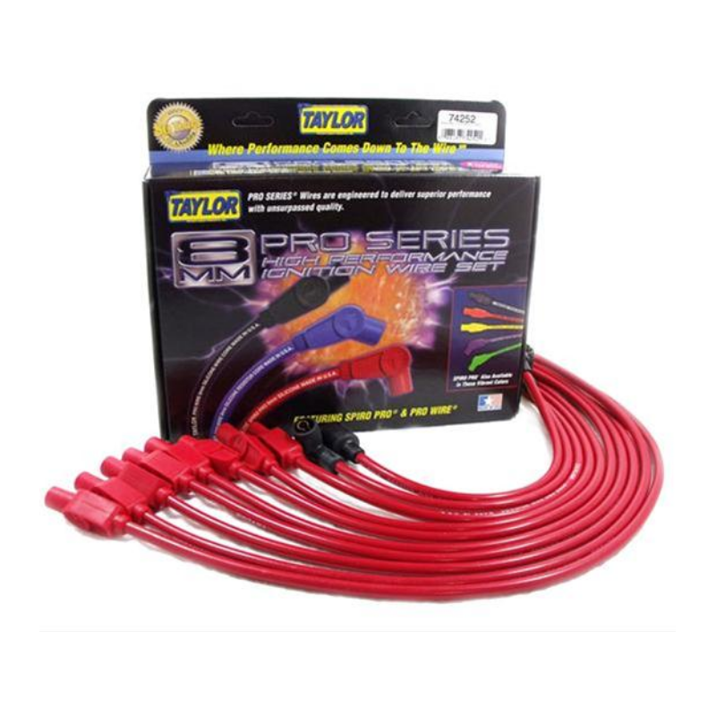 FORD MUSTANG 1964-1969 V8 260 289 302 390 428 SET CABLES DE BOUGIES 8 mm ROUGE Spiro-Pro Spark Plug Wire Sets TAYLOR 74252 CONNE