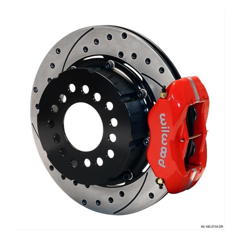 FORD MUSTANG 1964-1973 KIT DE FREINS A DISQUE ARRIÈRE PERCES ET RAINURES 12.19 ÉTRIERS ROUGE A 4 PISTONS Forged DynaPro Low-Prof
