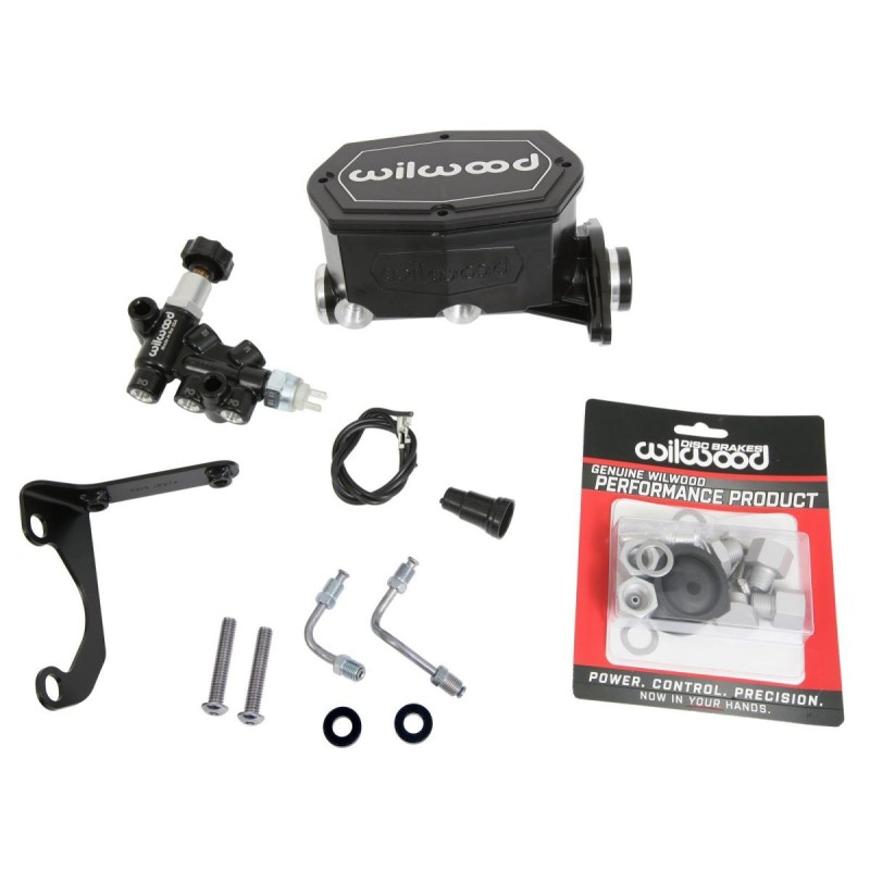 FORD MUSTANG 1964-1973 KIT MAITRE CYLINDRE DE FREINS COMPACT EN ALUMINIUM AVEC RÉPARTITEUR ET VANNE DE DOSAGE DE FREINAGE FINITI