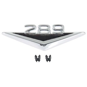 FORD MUSTANG 1965-1966 289 EMBLEME POUR AILE AVEC CLIPS 289 OER Reproduction Emblems 16228B (vendu à l'unité)