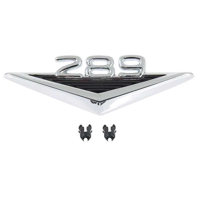 FORD MUSTANG 1965-1966 289 EMBLEME POUR AILE AVEC CLIPS 289 OER Reproduction Emblems 16228B (vendu à l'unité)